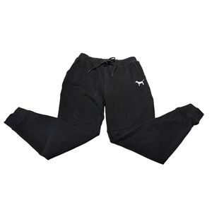 Victoria's Secret PINK Womens Black Joggers Sweatpants Dog Logo Moto Size S